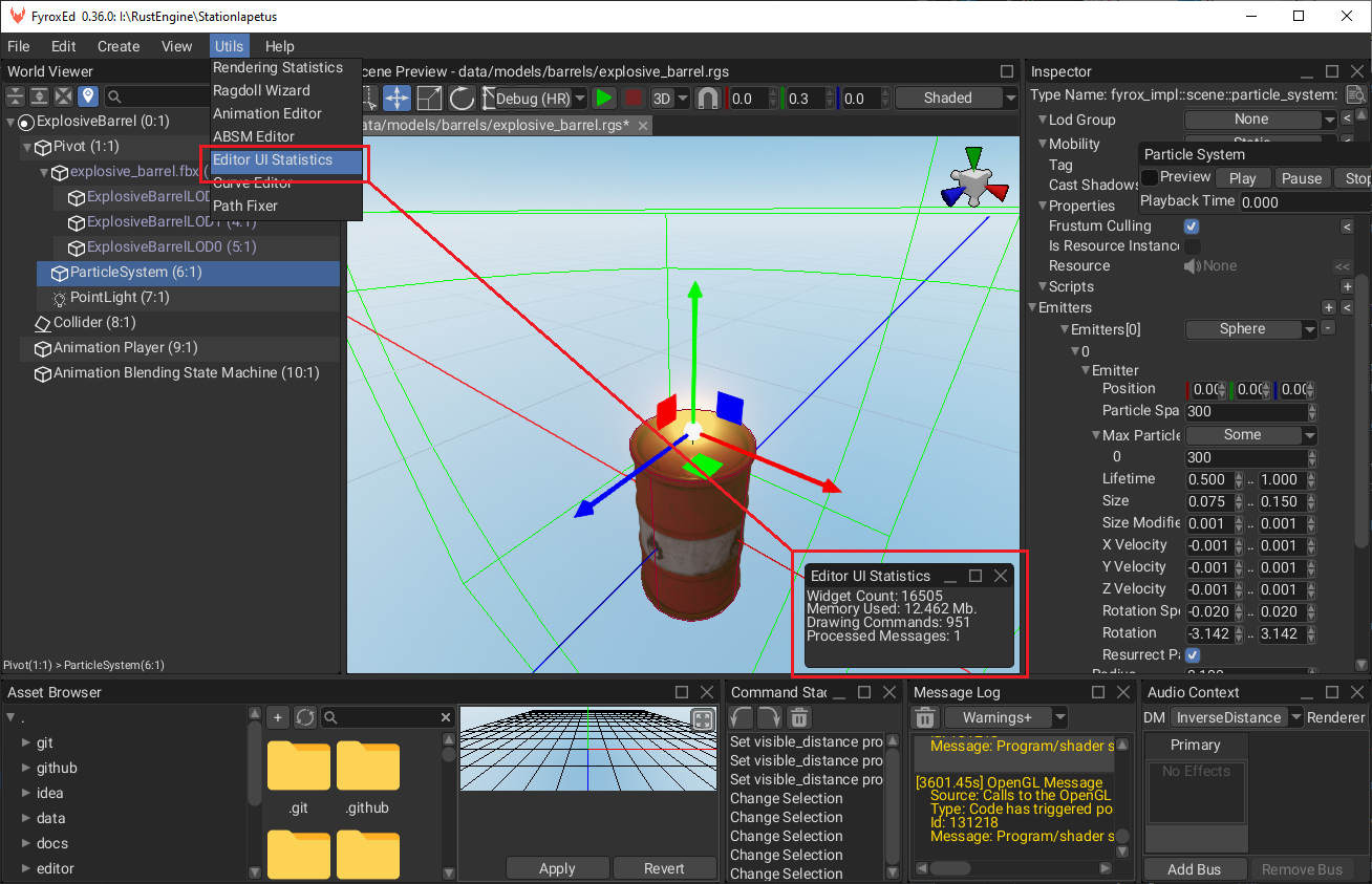 editor ui statistics