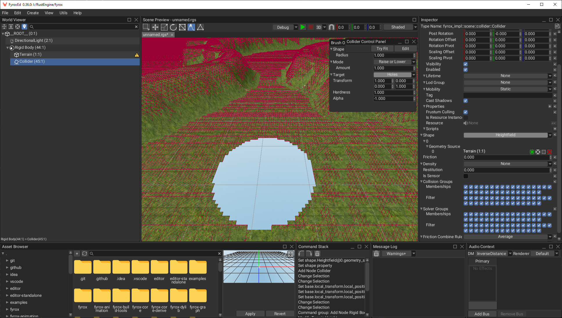 terrain holes physics